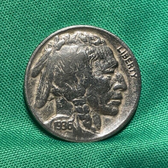 1936 D Indian Head Buffalo RF Nickel 5 Cent Piece VF Very Fine 5c US Coin - Picture 1 of 5